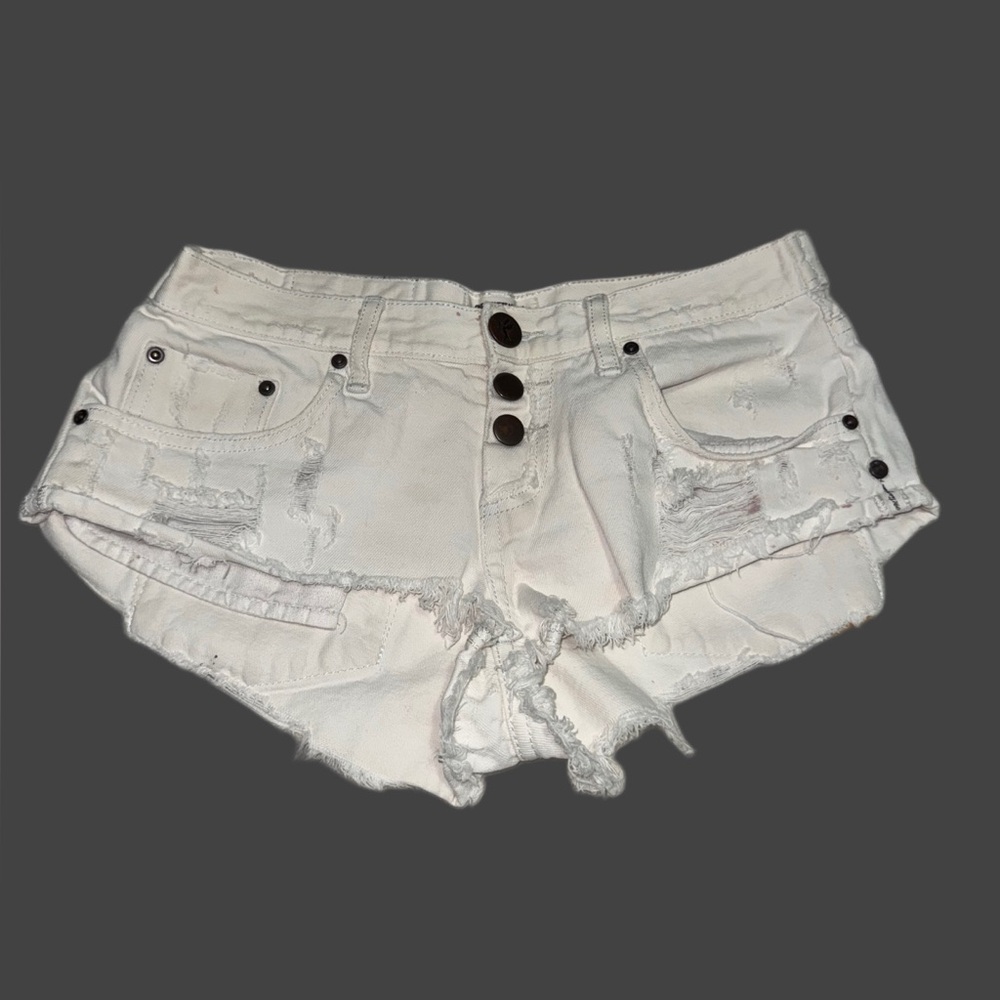 One Teaspoon Distressed Destroyed Bandit Shorts